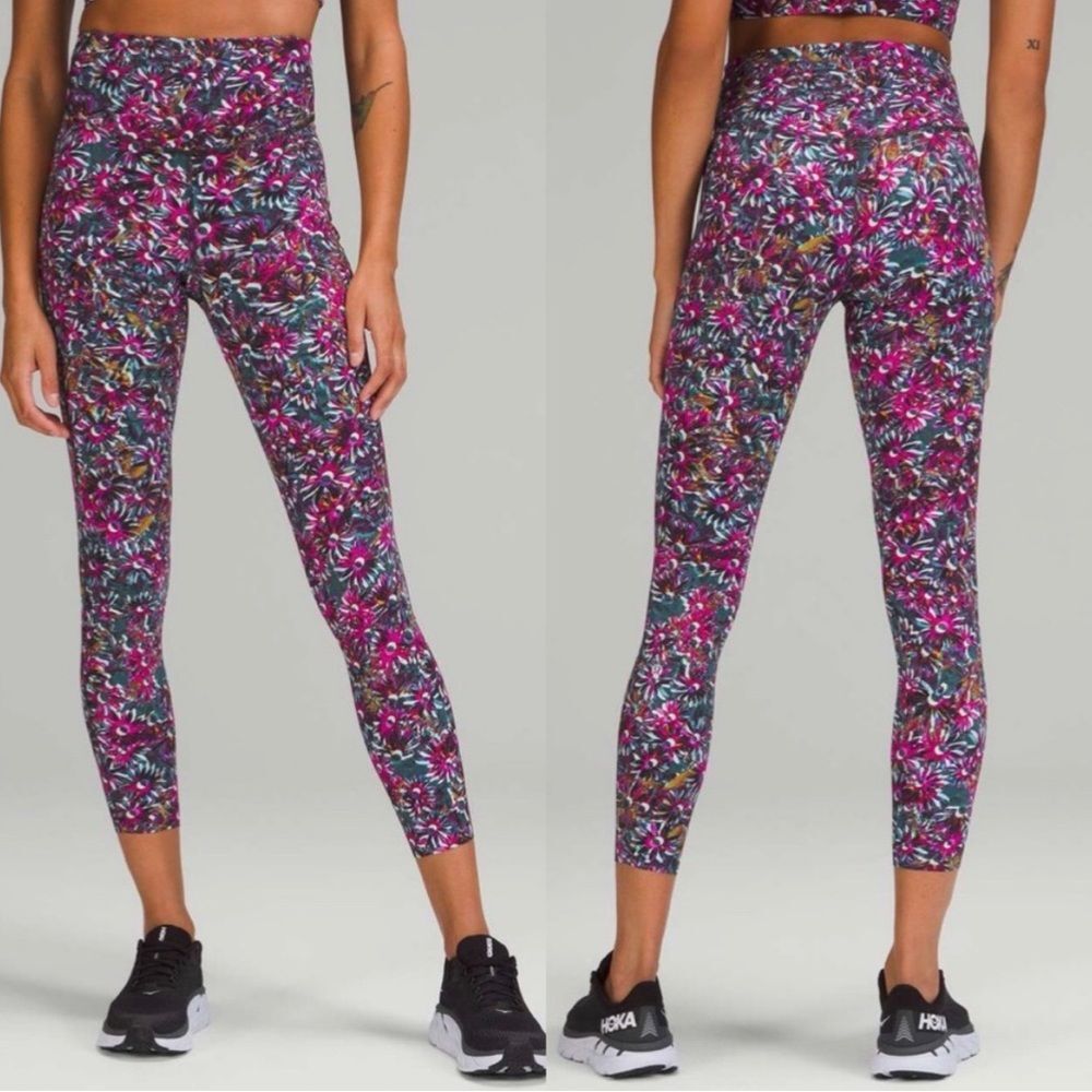 lululemon athletica Pink Floral Print High-Rise Leggings